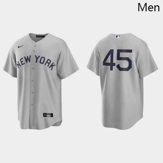 Men New York Yankees 45 Gerrit Cole Men Nike Gray 2021 Field of Dreams Game MLB Jersey